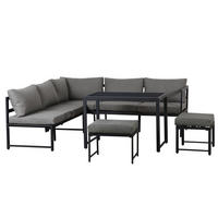 GARTENLOUNGE-SET mit Liegefunktion, Grau - Grau, Metall - KOMHTOM