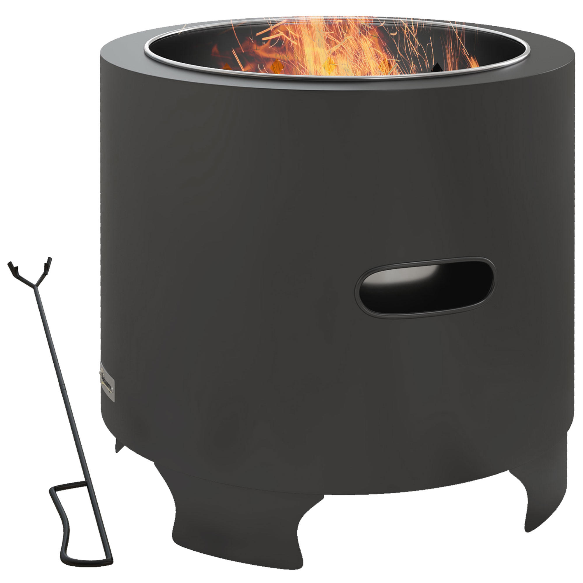 FEUERSCHALE DE-18843 tragbar, Ø45 cm Schwarz - Schwarz, Metall (45/40/45cm) - ComfortXL