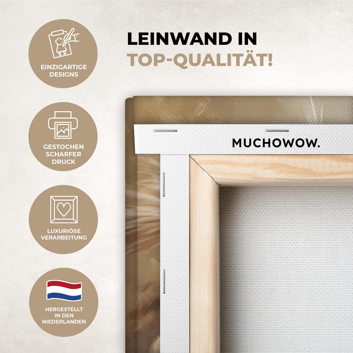 LEINWANDBILD Blumen - Vase - Stilleben - Beige Wandbild 40x30 cm - Creme, Textil (40/30cm) - MuchoWow