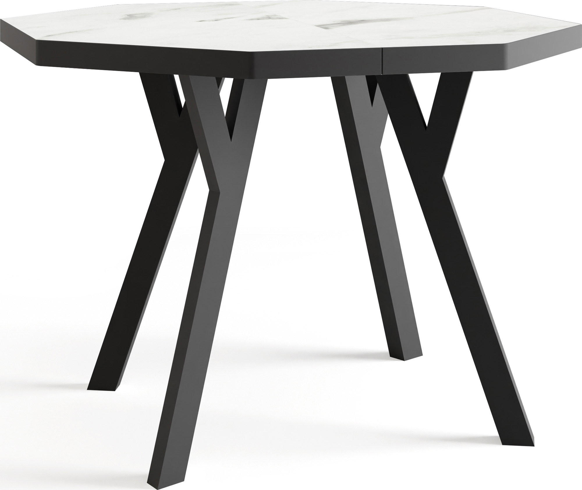 ESSTISCH Desmond achteckiger ausziehbarer, Marmor Weiß 100-200/100/76 cm - Ecru/Schwarz, Holz/Holzwerkstoff (100/200/76cm) - WFL GROUP