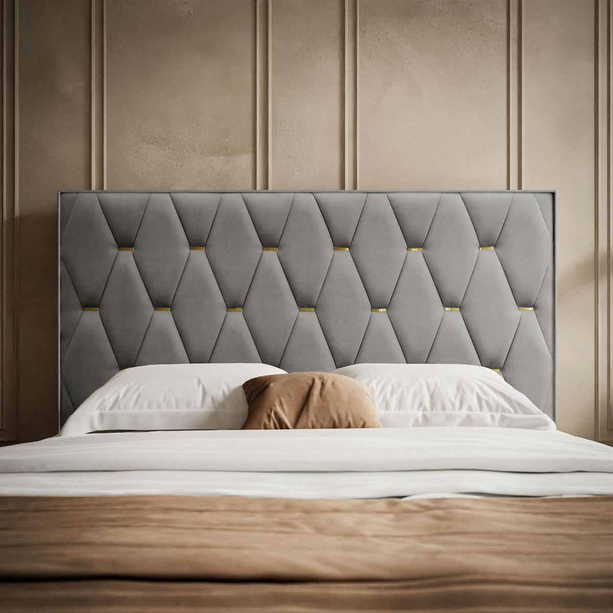 POLSTERBETT IZOLDA mit hohem Kopfteil 160x200 cm Royal Velvet 250 - Grau, Textil (160/200cm) - Lookway
