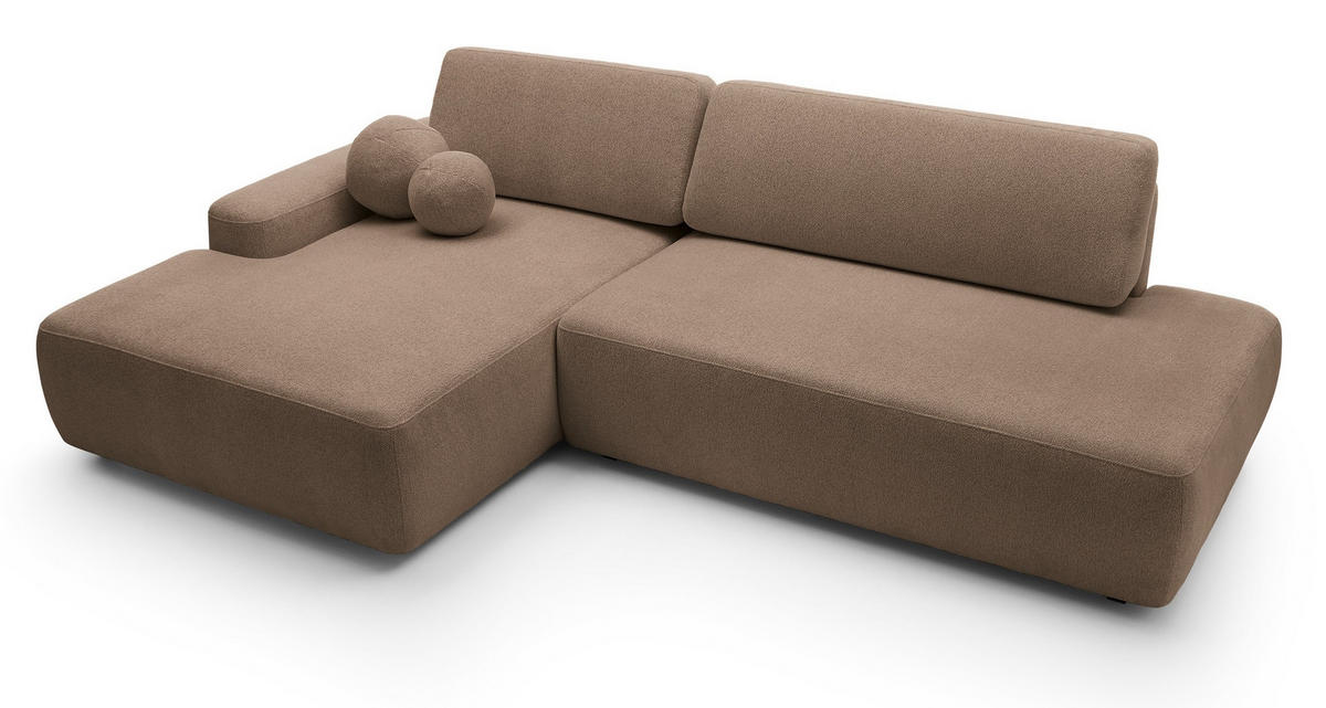 ECKSOFA 275 cm mit Schlaffunktion Orea O, Links, Dunkelbraun - Dunkelbraun, Holz (276/164cm) - Emporius