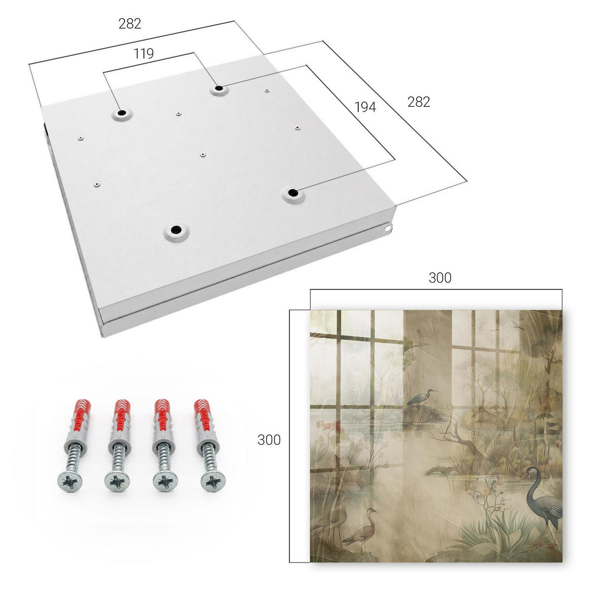 SCHLÜSSELBOX Weiß 30x30 cm – Türöffnung nach rechts - Idyllische Natur - Beige, Metall (30/30/5cm) - TULUP
