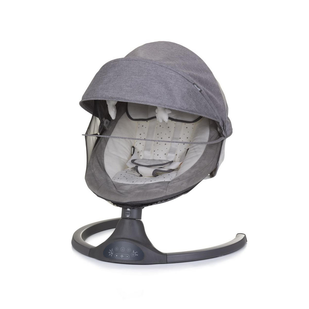 BABYWIPPE Brida grau Moskitonetz, Fernbedienung, 5 Schaukelgeschwindigkeiten, Timer, Kissen - Beige, Metall - Chipolino