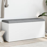 AUFBEWAHRUNGSBANK WEISS 102 X 42 X 45 CM HOLZWERKSTOFF - Weiß/Grau, Holz/Textil (42/45/102cm) - vidaXL