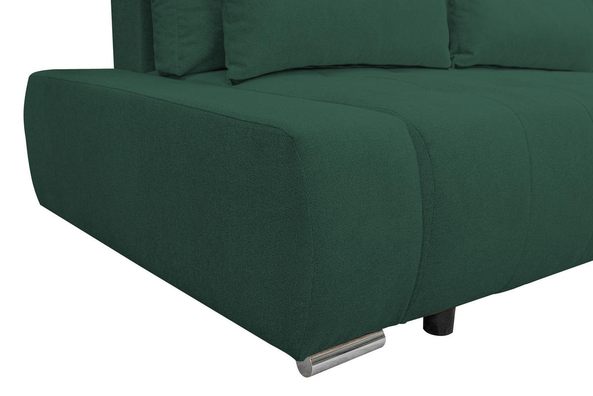 ECKSOFA Bloom mit Bettkasten und Schlaffunktion L-Form - Grün, Textil (267/185cm)