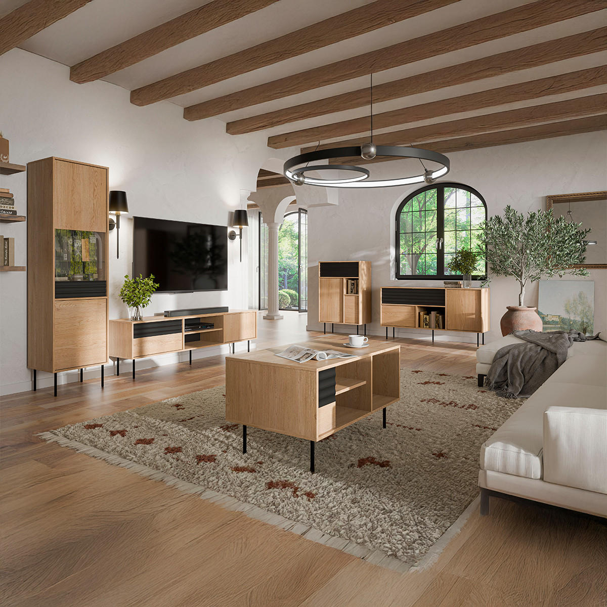 SIDEBOARD Astra Holz und Schwarz - Schwarz, Holzwerkstoff (76.6/120/40cm) - Petits-meubles