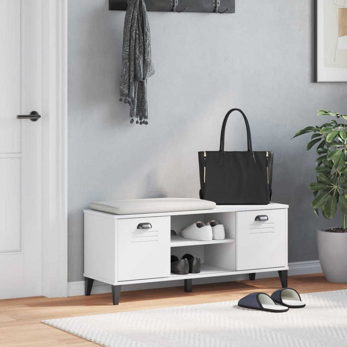 SCHUHSCHRANK Bruchsal 106/35/45 cm - Weiß, Holzwerkstoff (106/45/35cm) - Nettlife
