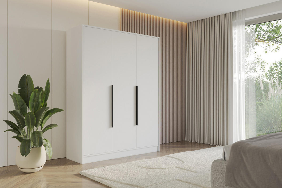 KLEIDERSCHRANK - PORTO - 150 - Weiß - Schwarz/Weiß, Holzwerkstoff (150/200/51cm) - ALTDECOR