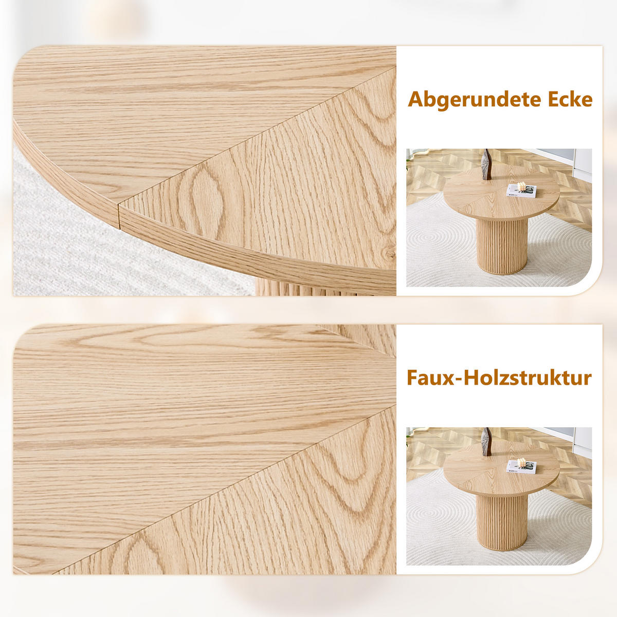 ESSGRUPPE DE-39388 5-teilig, mit 4 PU-Stühlen Hellgrau - Grau, Holzwerkstoff (100/76/100cm) - ComfortXL
