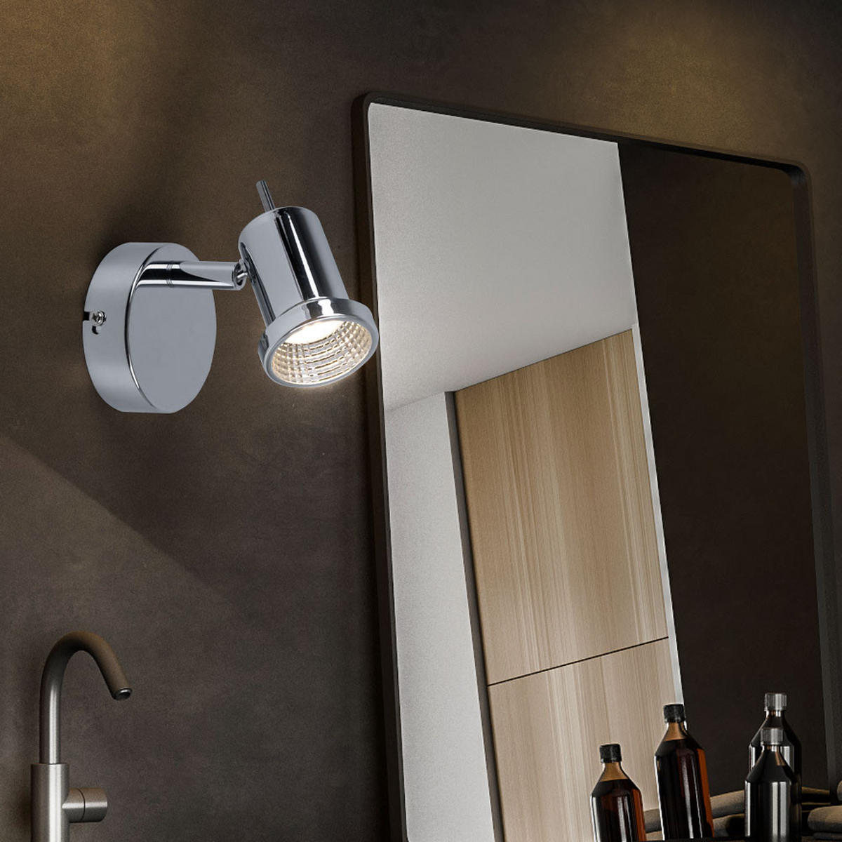 LED WANDLEUCHTE HOORN Silber mit beweglichem Spot 2er Set - Silberfarben, Metall (8/9/8cm)