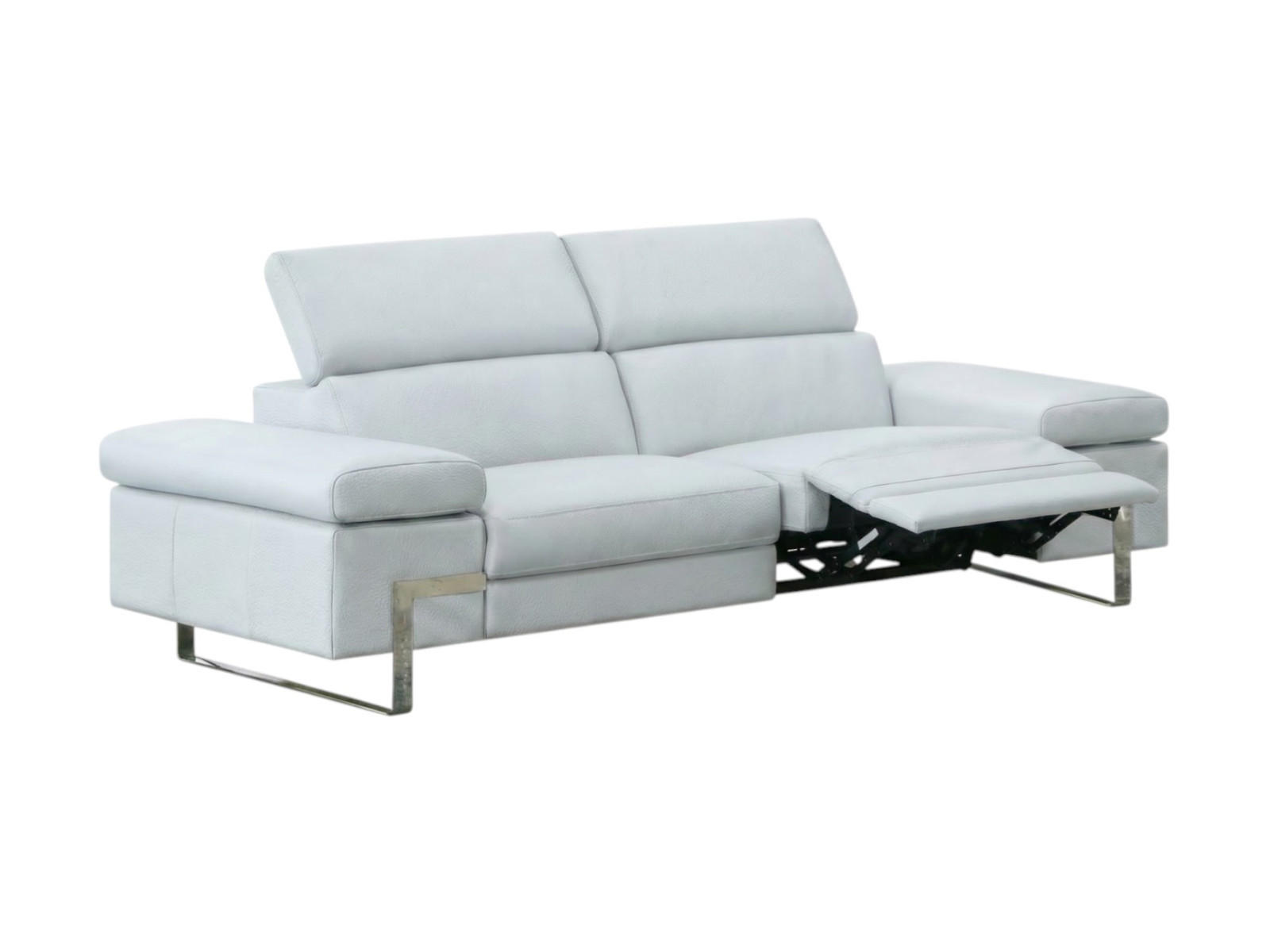 3-SITZER Sofa Opera Echtleder mit 1 x Relaxfunktion Weiß - Weiß, Leder/Metall (223/75/109cm)