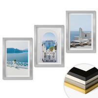 WANDBILDER 3er Set - 20x30 cm Silberner Rahmen - Gebäude am Weißen Meer, Griechenland - Silberfarben, Kunststoff (20/30cm) - ArtPrintCave