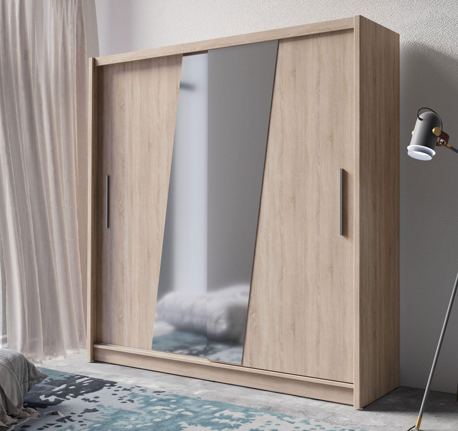 SCHIEBETÜRENSCHRANK Bergamo sonoma eiche 205 cm / 62,5 cm / 215 cm - Braun/Sonoma Eiche, Holz/Holzwerkstoff (205/215/63cm) - Feldmann-Wohnen