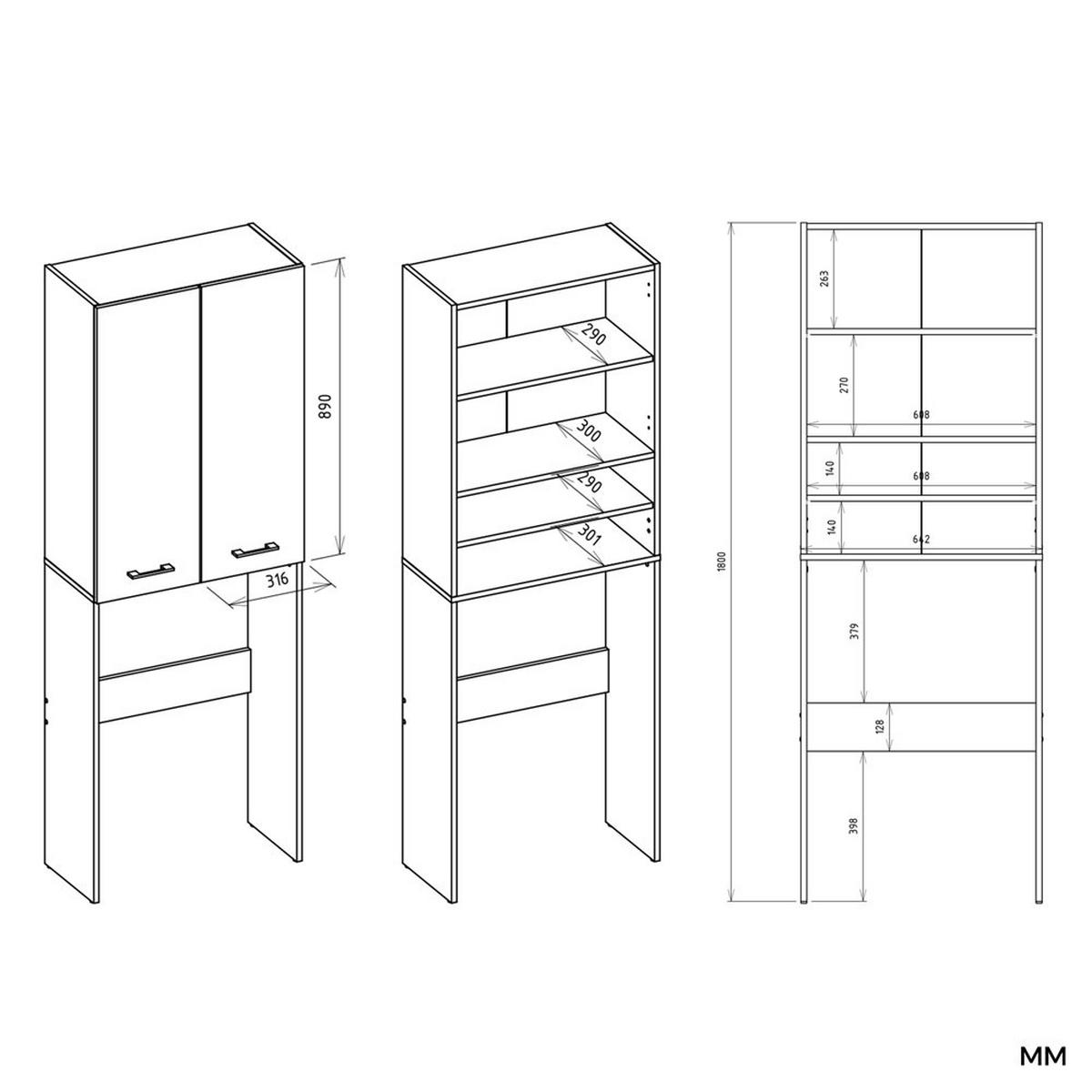 WASCHMASCHINENUMBAUSCHRANK Anthrazit, Weiß 64/180/30 - Anthrazit/Weiß, Holzwerkstoff (64/180/30cm) - RAUMHIRSCH FURNITURE