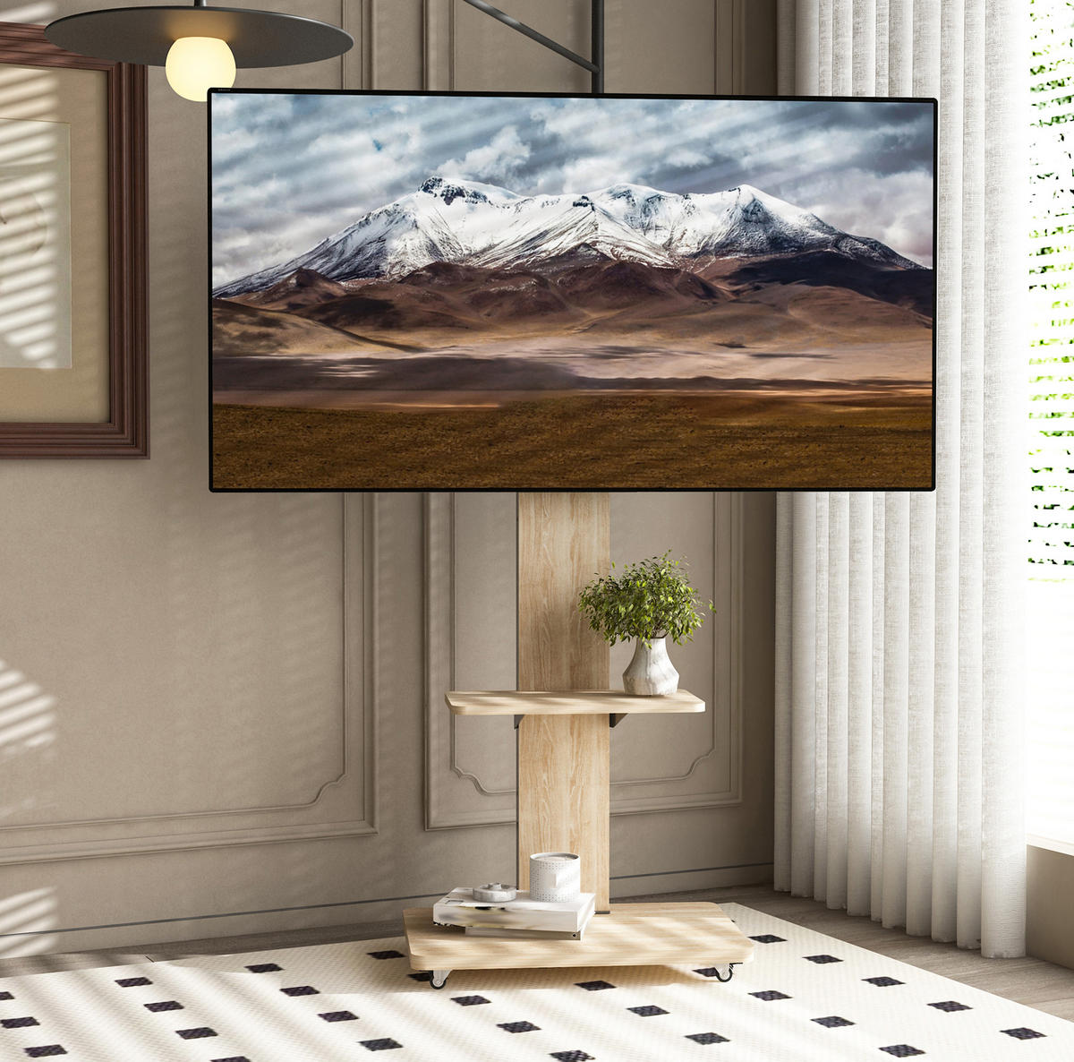 TV-STÄNDER 60/40/150 cm Natur aus MDF und Metall mit Rollen - Hellbraun, Holzwerkstoff (60/150/40cm) - OKWISH