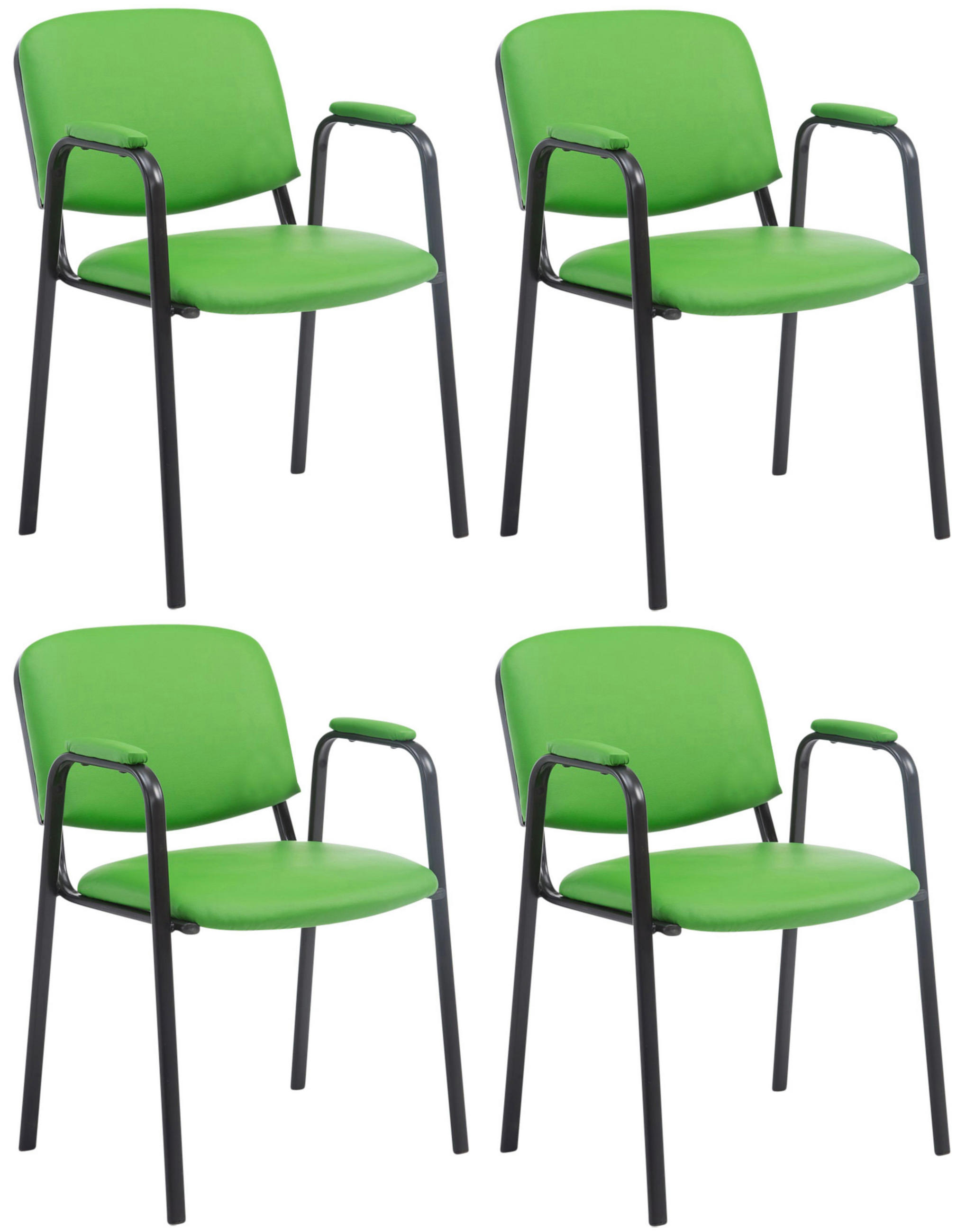 BESUCHERSTUHL 4er Set Lederlook grün - Grün, Textil/Metall (53/79/55cm) - CLP