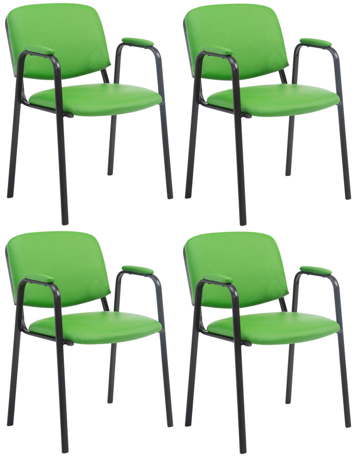 BESUCHERSTUHL 4er Set Lederlook grün - Grün, Textil/Metall (53/79/55cm) - CLP