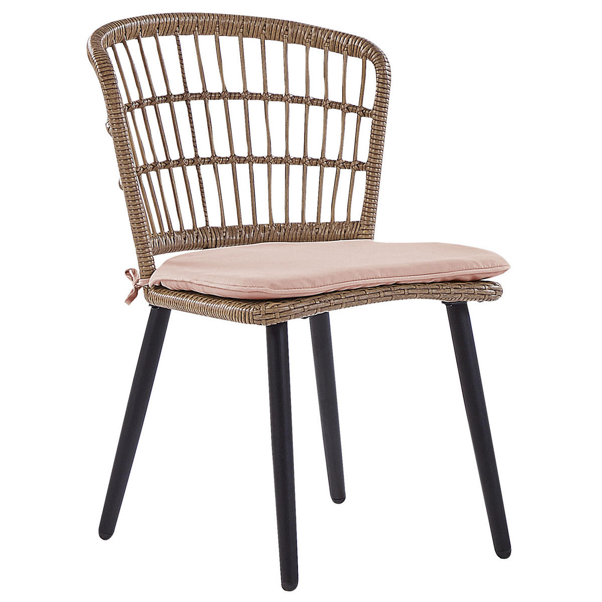 GARTENMÖBEL SET 6-Sitzer Rattan natürlich Auflagen rosa Aliano II - Pink/Beige, Kunststoff - Beliani