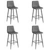 BARHOCKER 4-er Set POZZA dunkelgrauer Sitz, schwarze Basis - Dunkelgrau/Schwarz, Textil (43/104/35cm) - Valora
