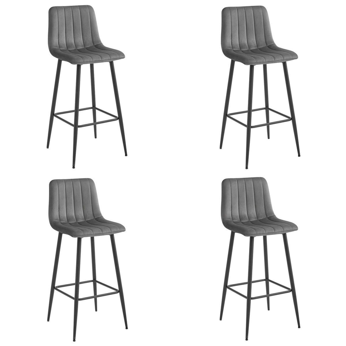 BARHOCKER 4-er Set POZZA dunkelgrauer Sitz, schwarze Basis - Dunkelgrau/Schwarz, Textil (43/104/35cm) - Valora