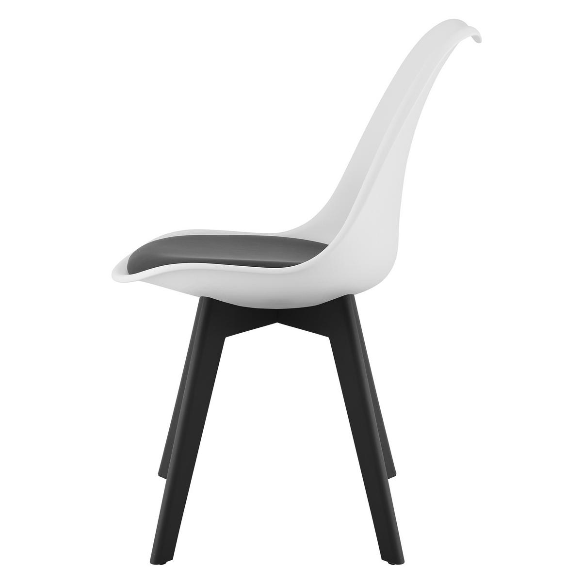 ESSZIMMERSTUHL RIKX Schwarz-weißer Sitz, schwarze Beine - Schwarz, Kunststoff (49/82/43cm) - Valora