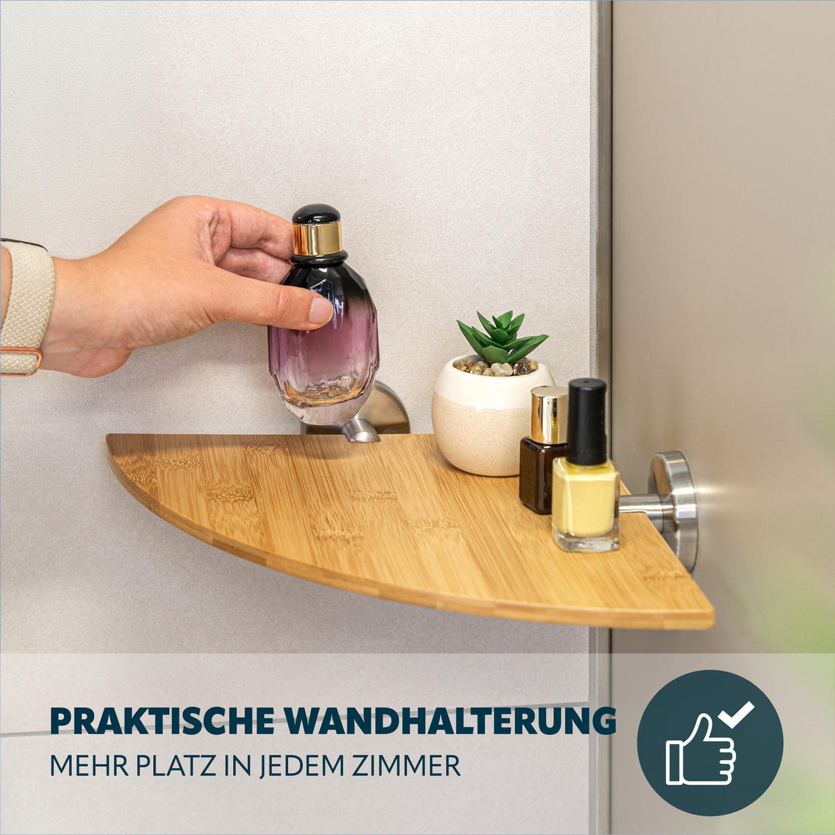 ECK-WANDABLAGE PIAZZA, Edelstahl Bambus - Braun, Holz (35/6/25cm) - bremermann