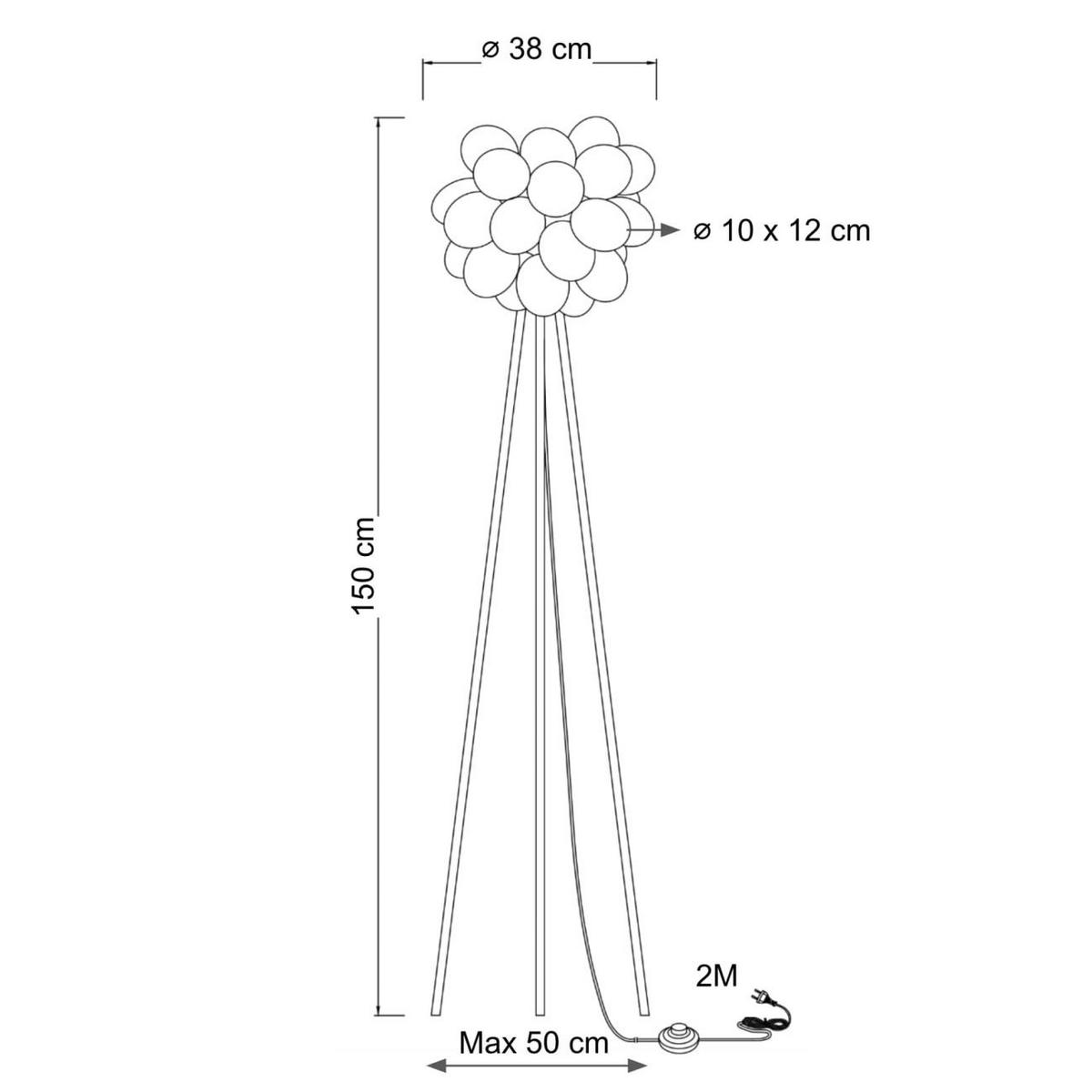 STEHLEUCHTE Bartali, Bernsteinfarben und verchromt, 150cm - Goldfarben, Glas (150/38/150cm) - KOSILUM