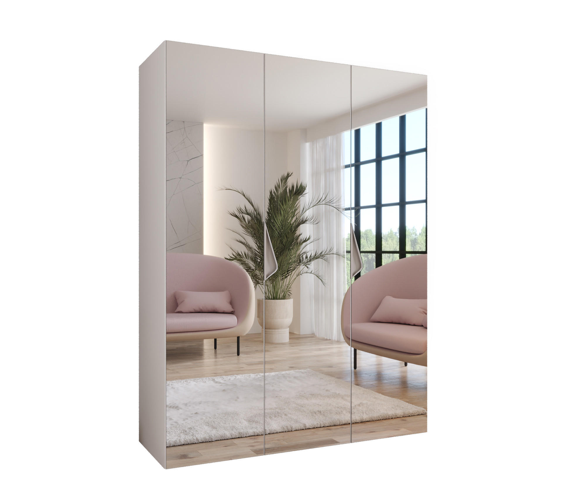 DREHTÜRENSCHRANK 202/150/52 3-türig - Beige/Weiß, Holz/Metall (150/202/52cm) - Abiks Möbel