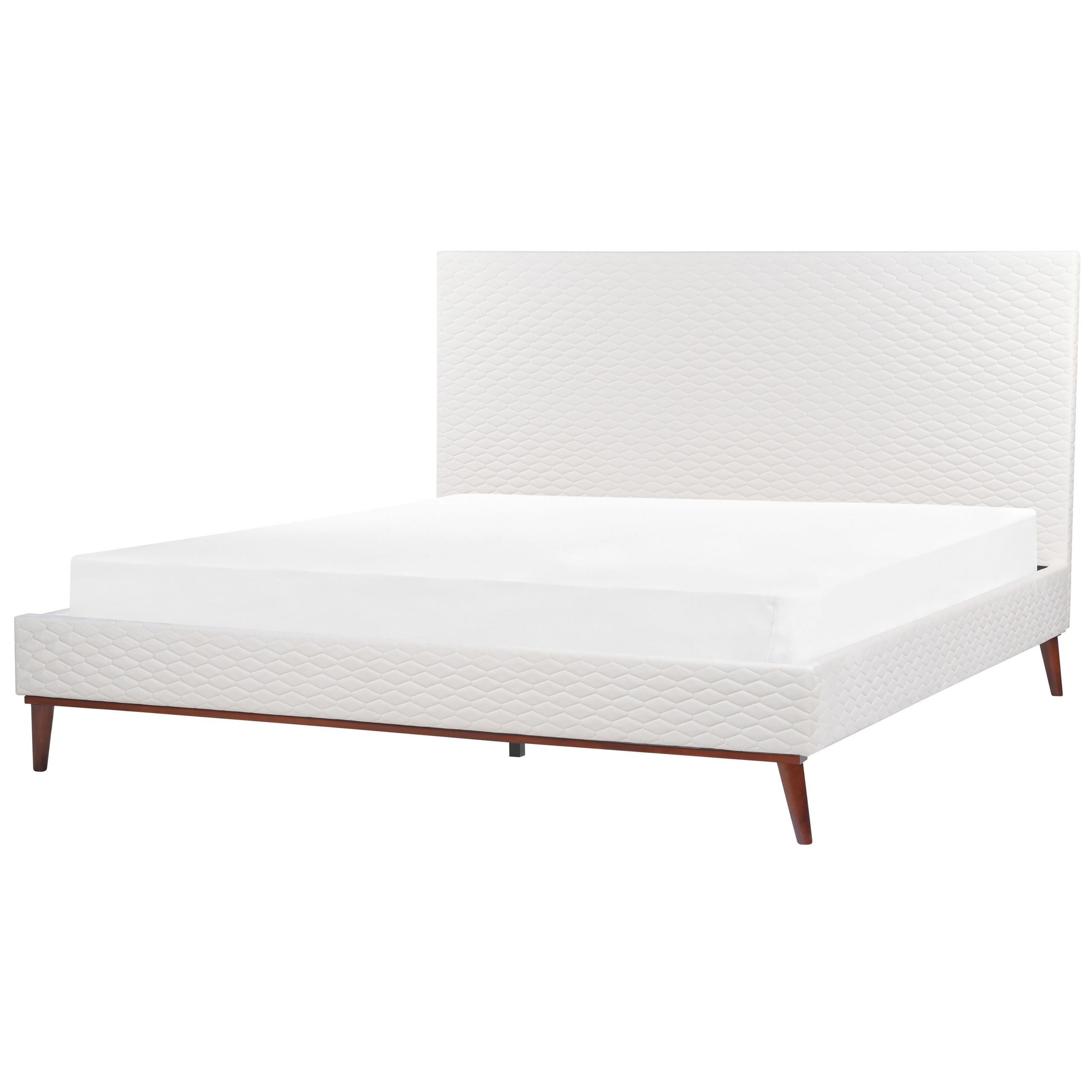 POLSTERBETT mit Lattenrost 180x200 cm Weiß Bayonne - Creme, Textil (180/200cm) - Beliani