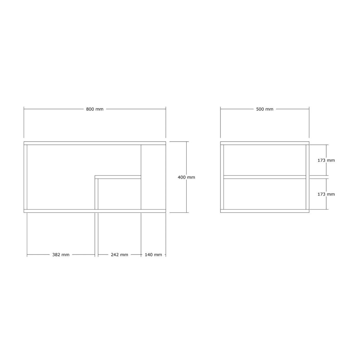 COUCHTISCH mit regalböden, travertin-dekor - eros 80/40/50 cm - Beige, Holzwerkstoff (80/40/50cm) - Calicosy