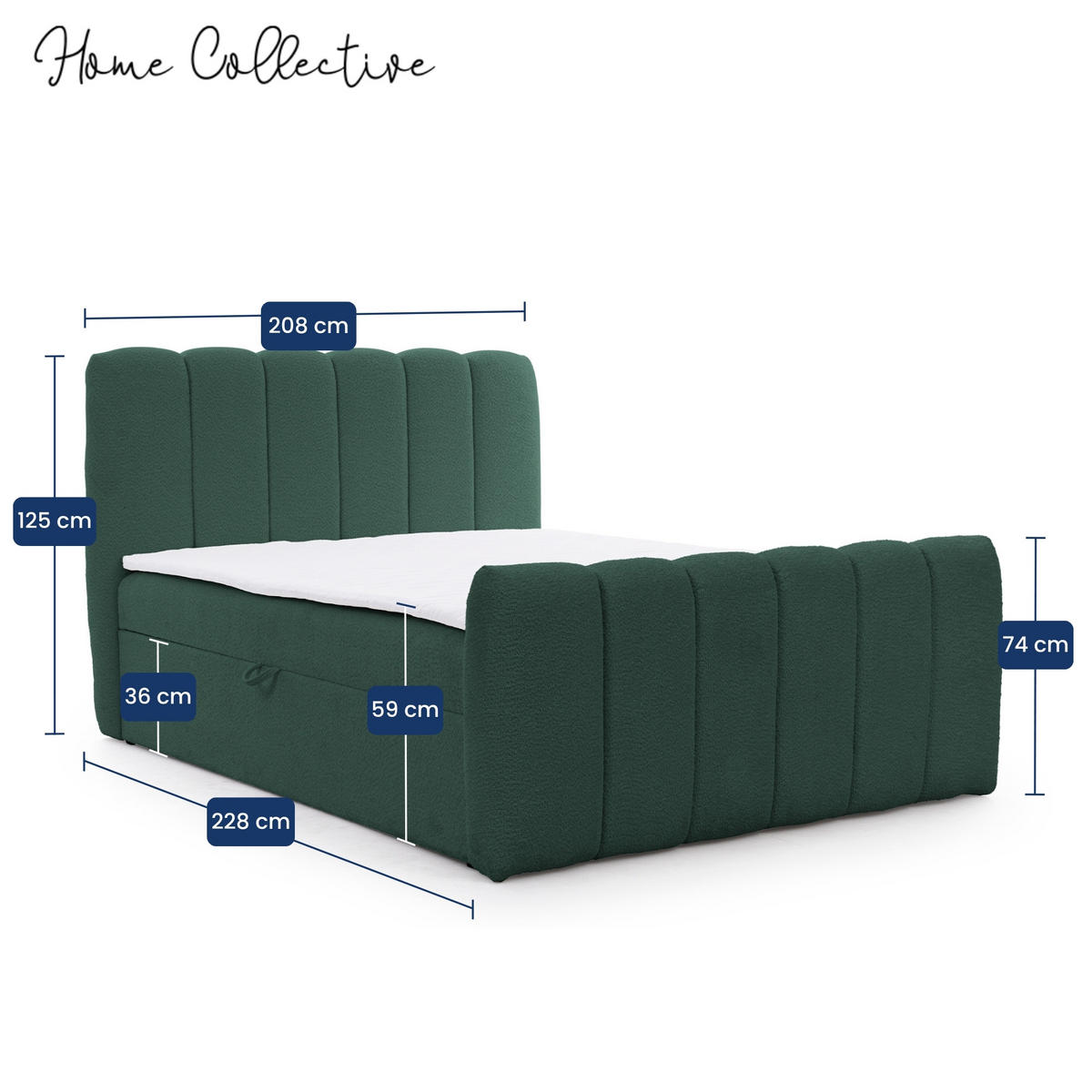 BOXBETT mit Topper und Stauraum 200x200 cm in Grün - Grün, Textil (200/200cm) - Home Collective