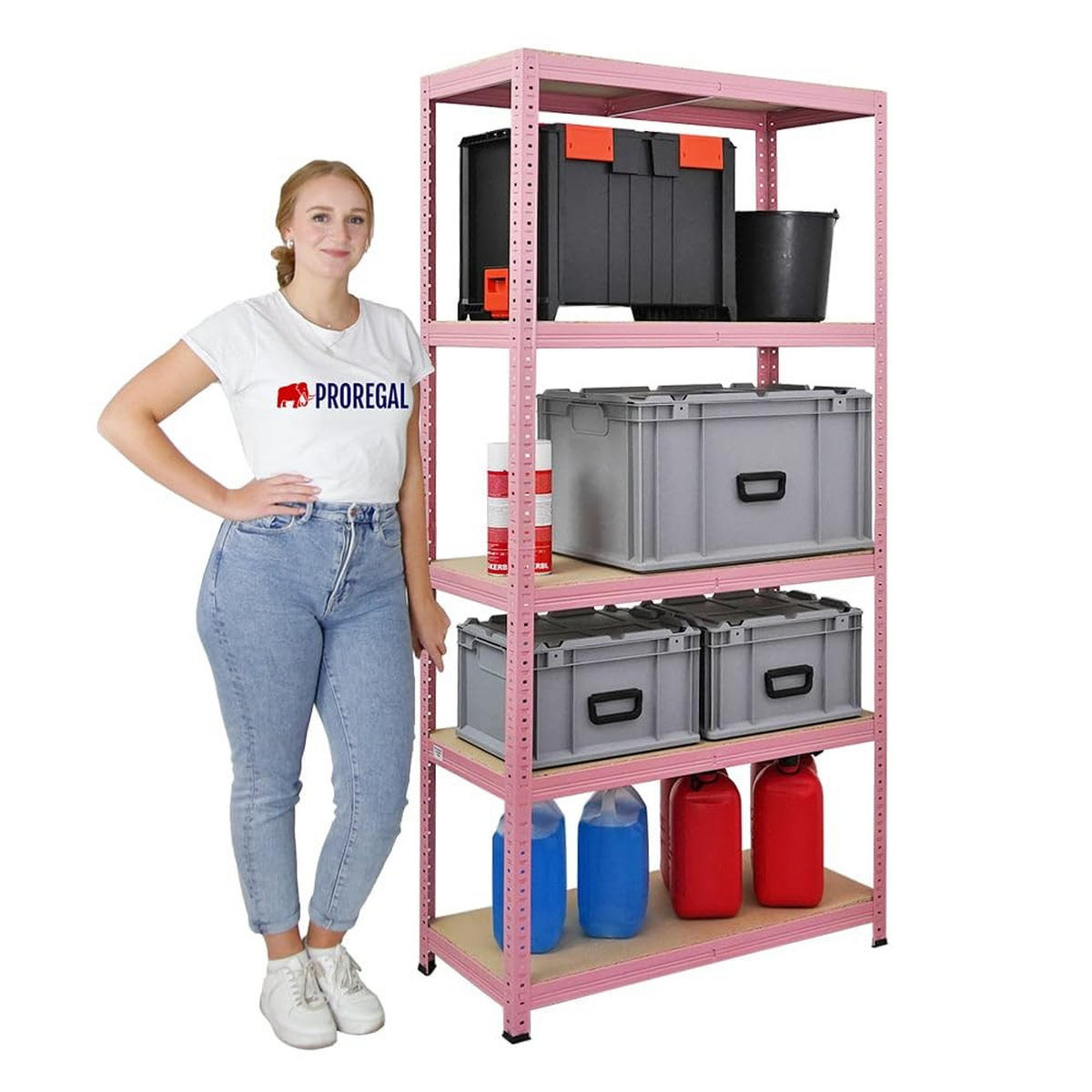 SCHWERLASTREGAL Pink Lady 2er-Set mit 2x 180x90x40cm Fachlast 175 kg 5 Ebenen Pink - Pink, Metall (180/180/40cm) - PROREGAL