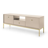 TV-LOWBOARD Beige Monako Mit Goldfarbenem Gestell Mit Regalen - Beige, Holzwerkstoff (153.4/56.2/39cm) - Sepro Meble