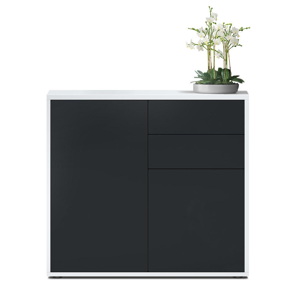 KOMMODE Ben Front in Schwarz matt - Schwarz, Holzwerkstoff (79/74/36cm) - Vladon