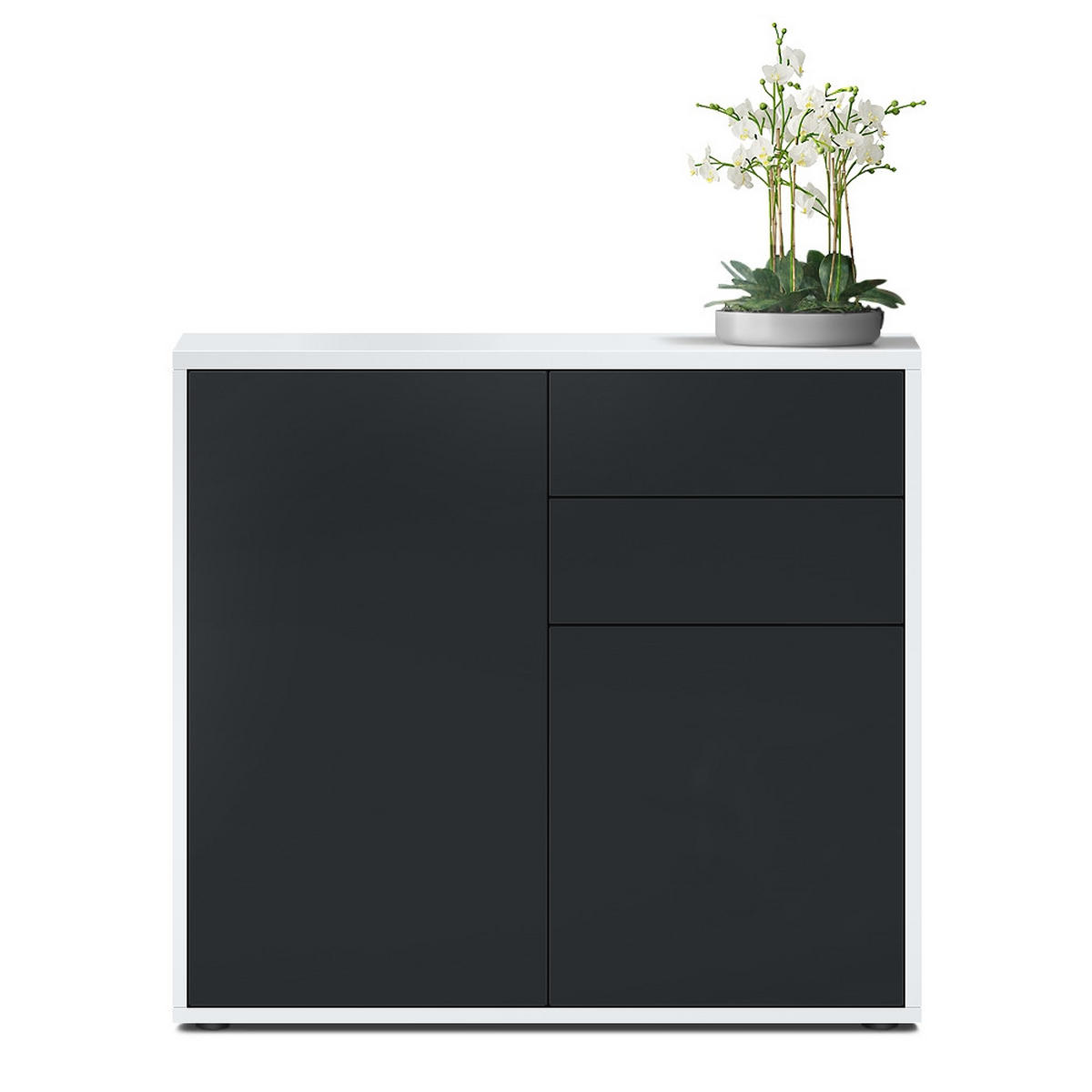 KOMMODE Ben Front in Schwarz matt - Schwarz, Holzwerkstoff (79/74/36cm) - Vladon