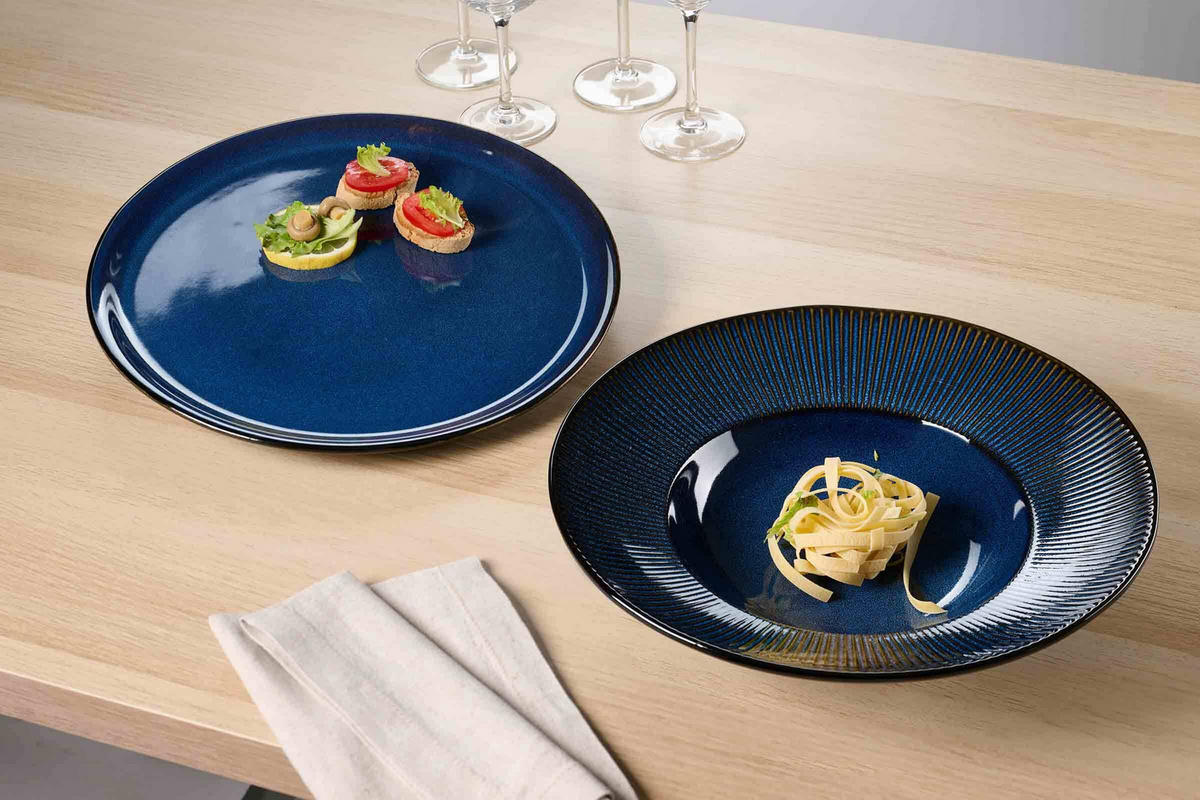 PIZZA & PASTA SET Aradeo blau 8er Set - Blau, Keramik (1/1/1cm) - Ritzenhoff Breker