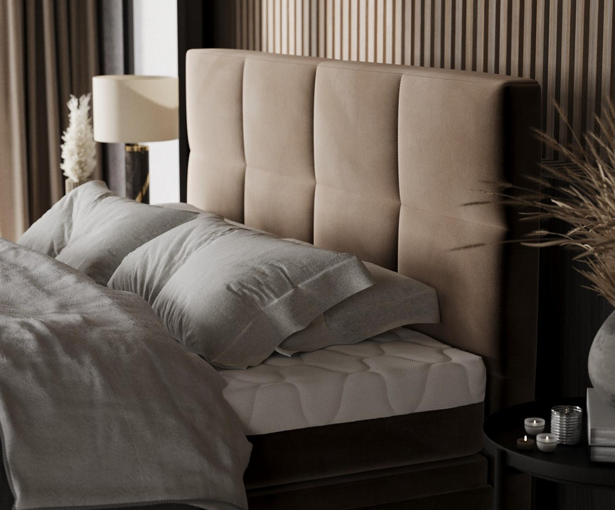 BOXBETT Tessa 200/200 cm Braun im Paros Stoff - Schwarz/Braun, Holz/Holzwerkstoff (200/200cm) - AltaBeds