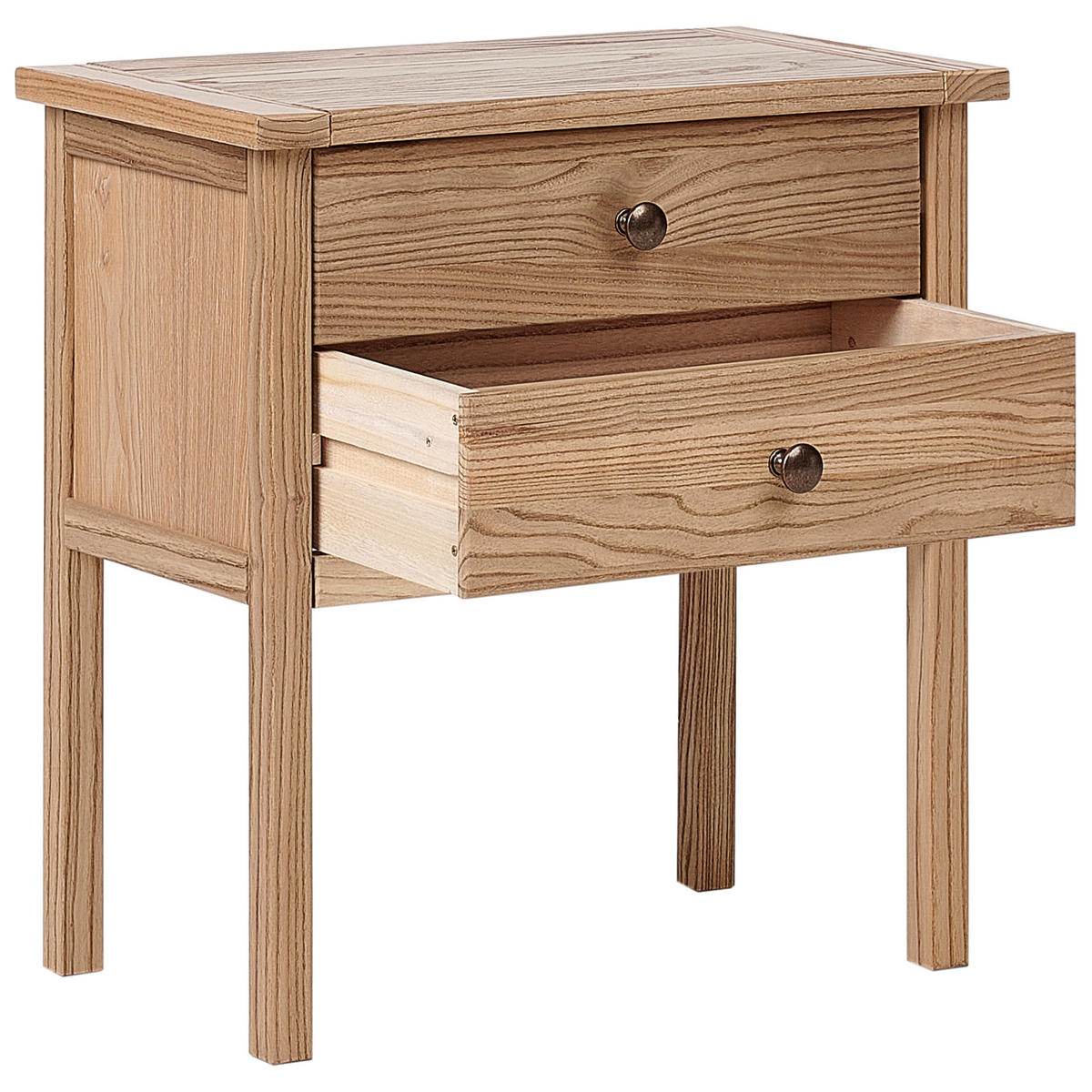 NACHTTISCH mit 2 Schubladen Sassafrasholz Braun Salton - Braun, Holz (31/53/55cm) - Beliani