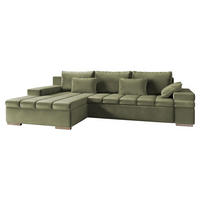 ECKSOFA Bangkok, Seite: Links - Silberfarben/Hellgrün, Holz/Textil (310/175cm) - MIRJAN24