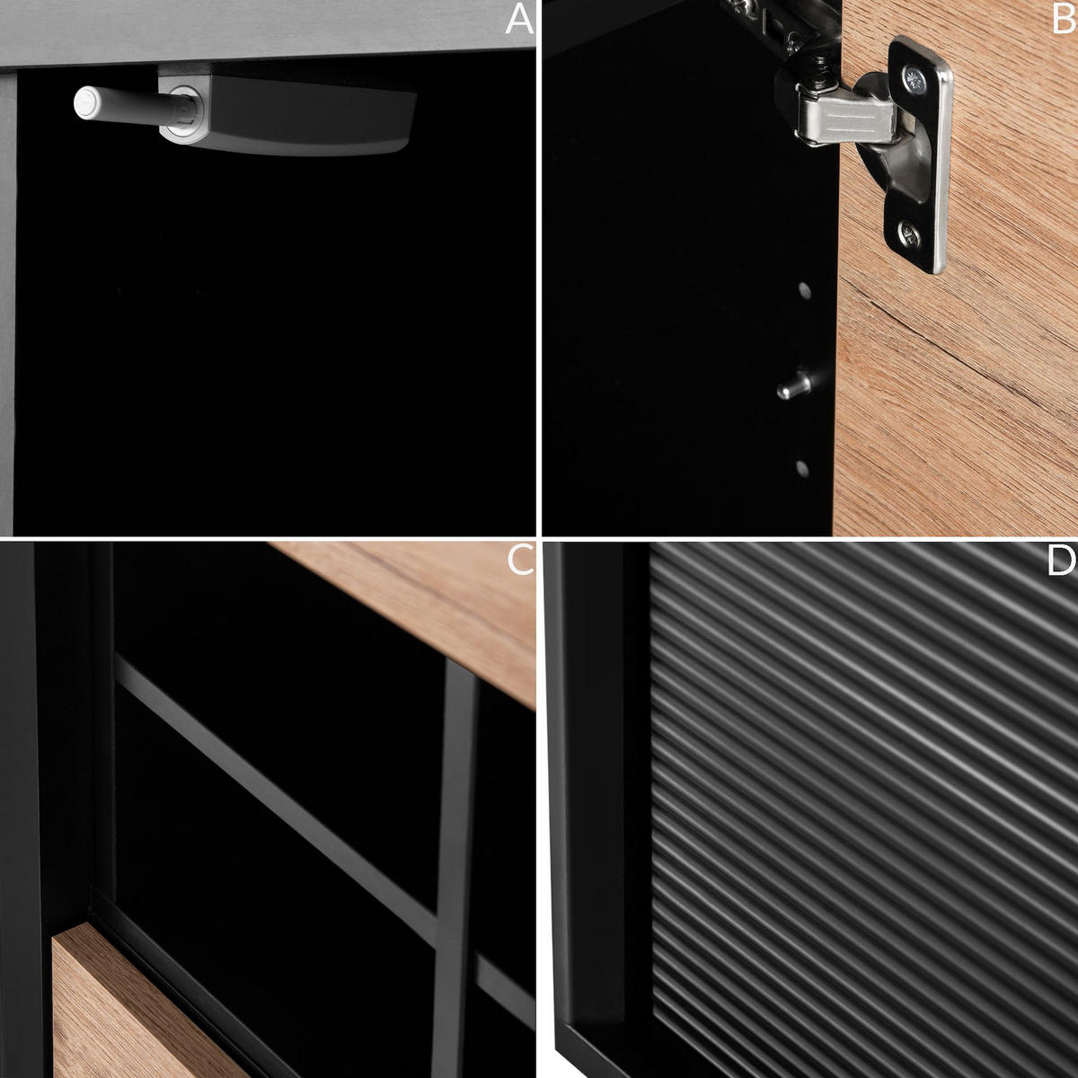 REGAL LOFTY Kreuzeinlage, schwarz / Eiche natur - Eichefarben/Schwarz, Holzwerkstoff (52/174/41cm) - KONSIMO®