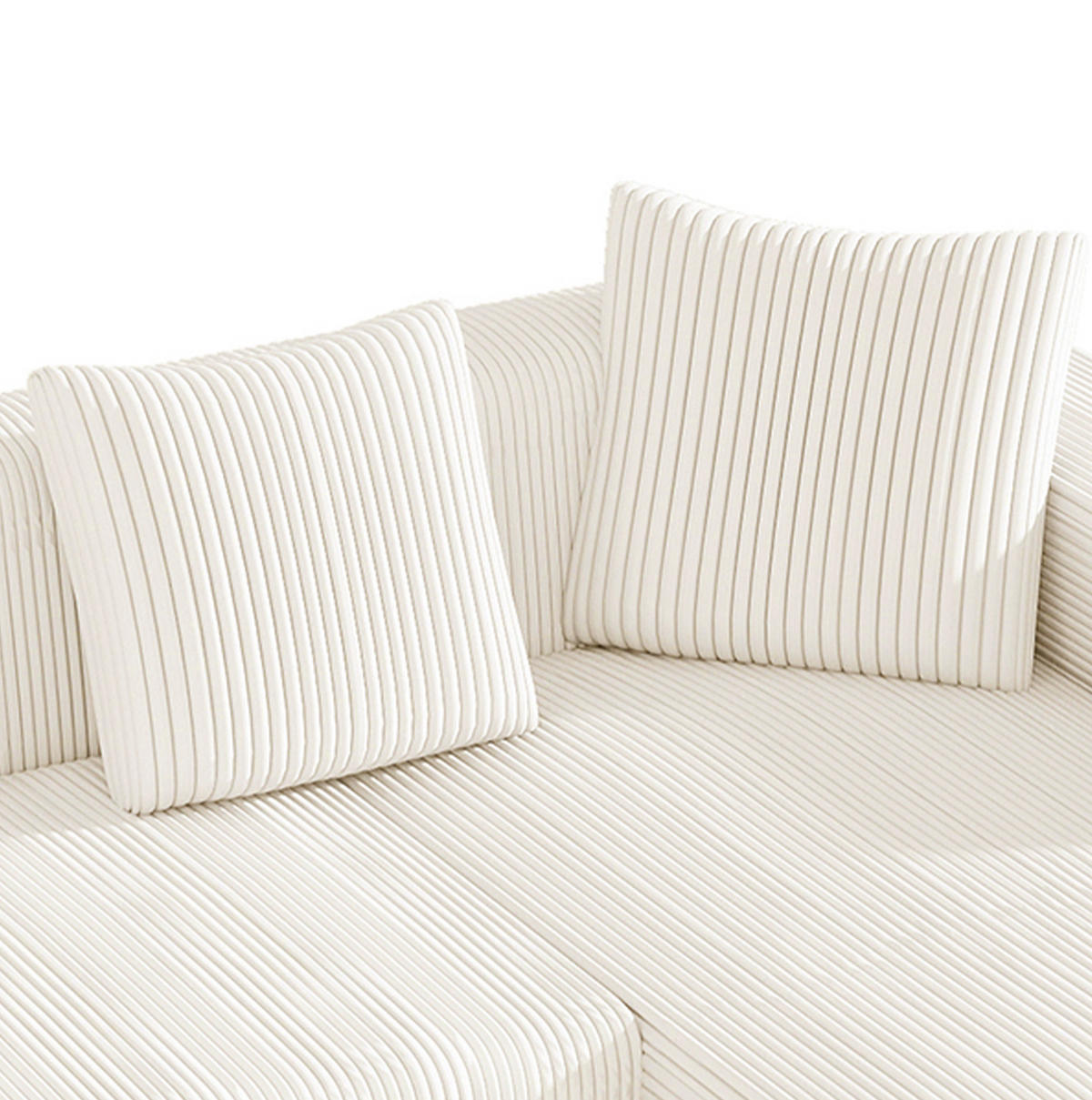 ROHOVÁ pohovka z manšestru 261x146x65 cm bílá, modulární s lenoškou a hlubokým sedem - bílá, textil (146/65/261cm) - Modfu