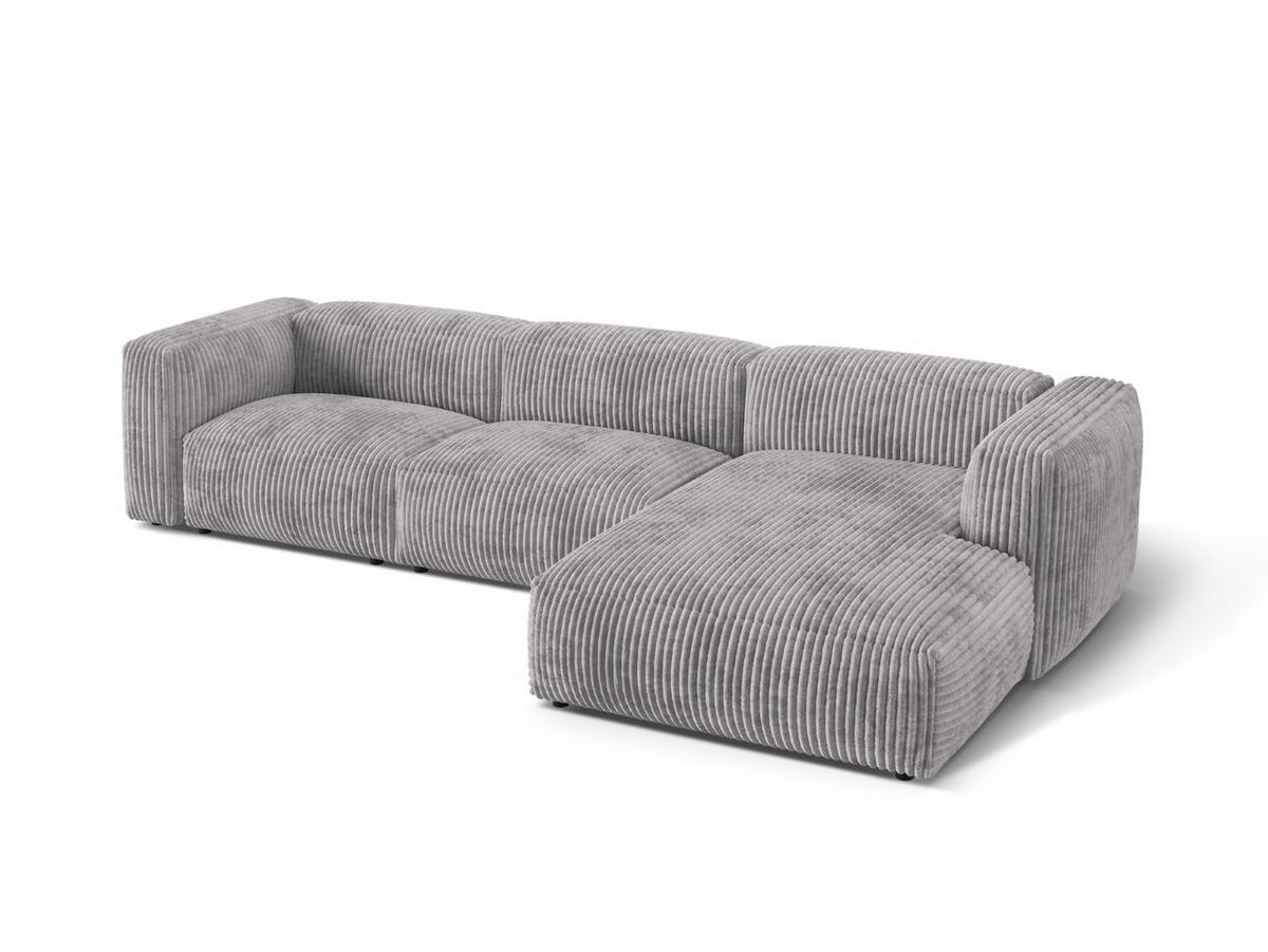 ECKSOFA modular rechts Martina aus Cord hellgrau 3 Sitzplätze - Hellgrau, Textil (176/332cm) - Micadoni