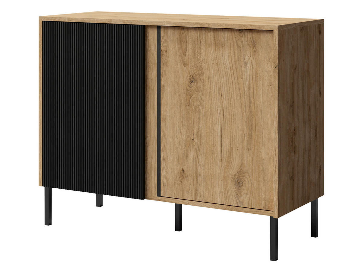 KOMMODE Mia 04 - Schwarz/Braun, Holzwerkstoff/Metall (100/80/41cm) - MIRJAN24