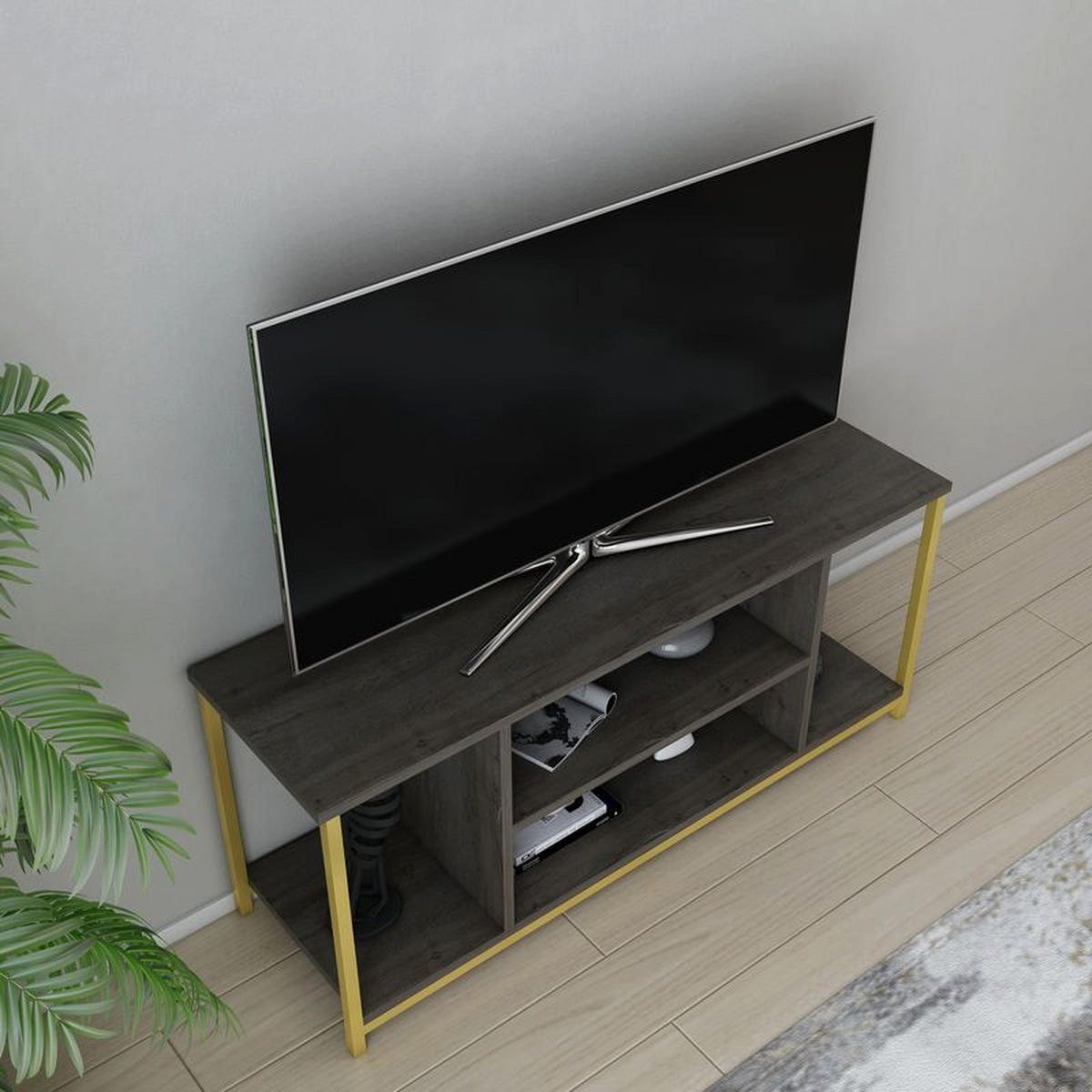 TV-ELEMENT Rinaldo Gold Frig - Beige/Goldfarben, Holzwerkstoff (120/51/35cm) - Decorotika