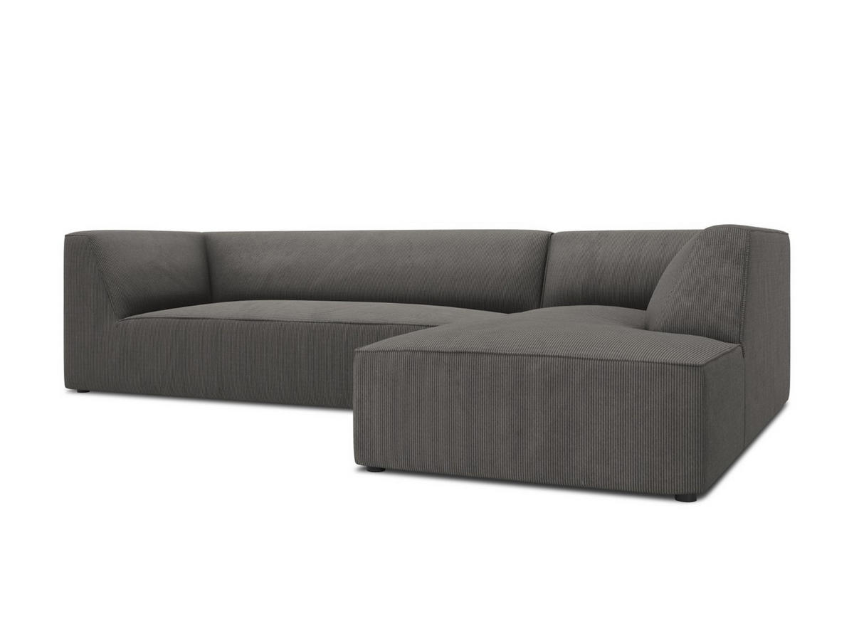 ECKSOFA rechts Ruby aus Cord dunkelgrau 4 Sitzplätze - Dunkelgrau, Textil (180/273cm) - Micadoni