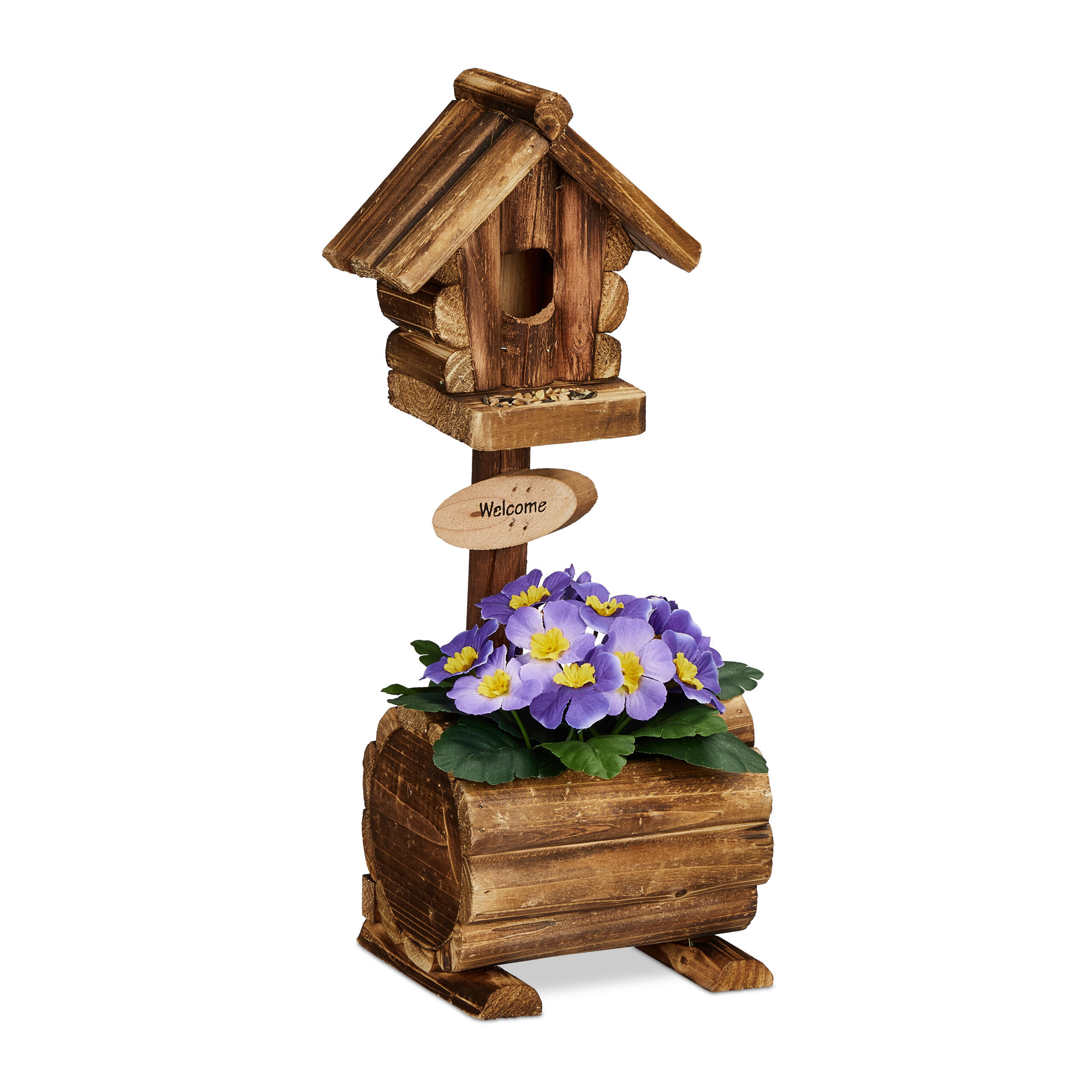 DEKO-VOGELHAUS - Braun, Holz/Kunststoff (15/41/15cm) - Relaxdays