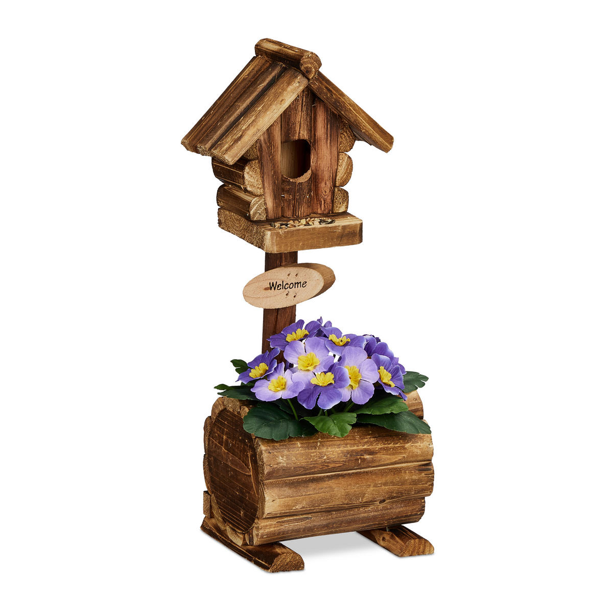 DEKO-VOGELHAUS - Braun, Holz/Kunststoff (15/41/15cm) - Relaxdays