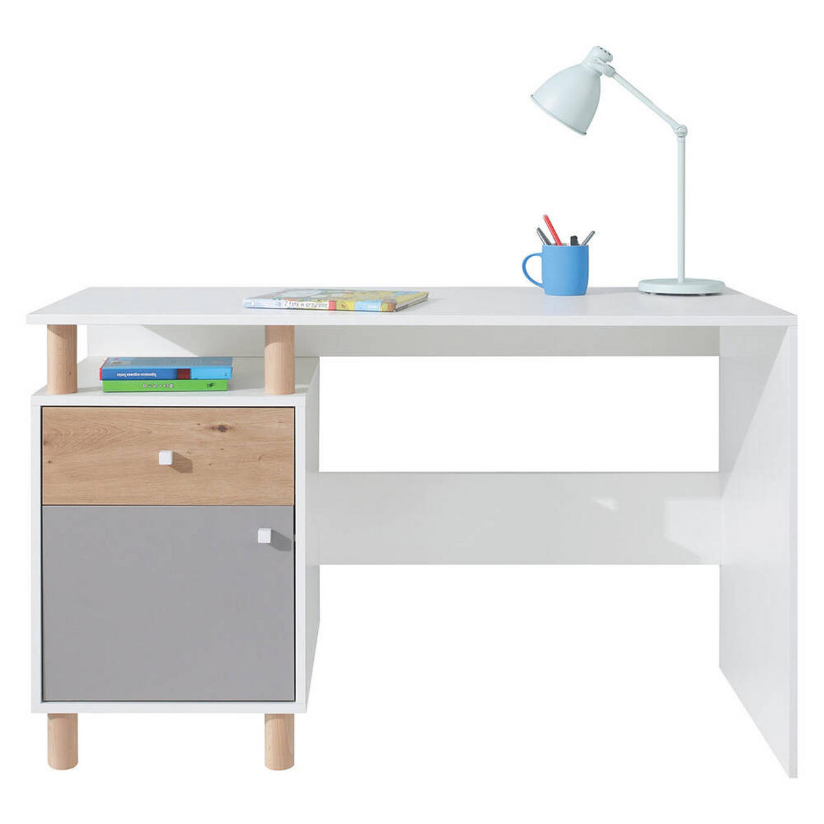 SCHLAFZIMMER Set 6-tlg. – FARO System – Grau / Weiß - Grau, Holzwerkstoff (80/190/50cm) - hi-markt