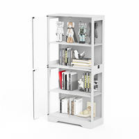 VITRINE 80/35/165 cm in Weiß mit LED-Beleuchtung und Glastüren - Weiß, Holzwerkstoff (80/165/35cm) - Flora Grace